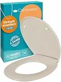 Calmwaters® Premium WC Sitz einfache Montage, Toilettendeckel bis 250 kg, Made in EU, antibakterieller Duroplast, doppelte Absenkautomatik, 2 Montage Optionen, abnehmbar, Klobrille, oval, Pergamon