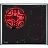 Balay CE743A 3EB715XR 60 cm breite Glaskeramik-Kochfeld, Edelstahlrahmen, 3 Kochzonen, Touch-Bedienung, Glas und Keramik, Schwarz 2 zonas + Zona 28 cm