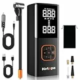 Kotopa Elektrische Luftpumpe, 150 PSI Akku Kompressormit 4 Betriebsmodi, Powerbank und eine Notleuchte, Auto-Stopp, Akku Luftpumpe für E-Bike, Auto, Motorrad, Elektrorollern, Bälle(Schwarz)