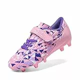 DREAM PAIRS Fußballschuhe für Jungen und Mädchen – Kinder Fußballschuhe für kleine und große Kinder für Rasenplatz weicher Naturrasen,Size 35,Pink/Lila,SDSO2307K