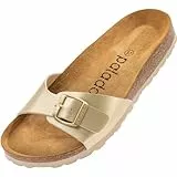 Palado Pantoletten Damen Malta Arizona – gefertigt aus hochwertigem Material – moderne Metallic-Oberfläche – weiches Veloursleder-Fußbett Gold UK7 - EU40