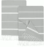 Utopia Towels 2er-Pack Hamamtuch Strandtuch Groß 100x180 cm Saunatuch aus 100% Baumwolle saugfähige und leichte türkische Strandtücher und Poolhandtücher (Kühles Grau)