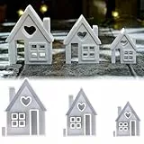 TREABEAR 3 Stück Silikonform Haus, Silikonformen Gießformen, Kerzen Formen Silikon, gießformen Haus mit herz silikonformen, silikonform weihnachten, silikonform herz
