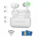 Wooask M6 Ai Kopfhörer Übersetzer, 144 Online & 11 Offline Sprachen Übersetzer Echtzeit, 3-in-1 Smart Bluetooth Übersetzer Kopfhörer Ideal für Reisen Business Learning (White, Offline-Version)