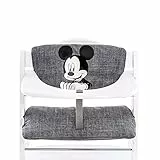 hauck Disney Sitzkissen Kompatibel mit Alpha+, Beta+ und Arketa Holzhochstuhl Highchair Pad Deluxe, Einfache Befestigung mit Klettverschluss, Maschinenwaschbar (Mickey Grey)