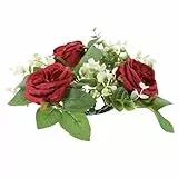 DEARMAMY Künstliche Rose Kerze Hochzeit Decor Realistische Kranz Home Party Mittelpunkt