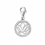 Engelsrufer Damen Charm Anhänger Lotusblüte Silber aus Sterling Silber - besetzt mit 32 Zirkonia Steinen - Karabinerverschluss - nickelfrei
