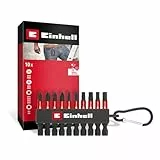 Original Einhell Impact-Bit-Set 10-tlg. (50-mm-Bits PH/PZ/T/H, S2-Stahl, Bit-Riegel mit Karabiner, E 6.3 Schaft)