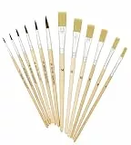 K3T Pinsel-Set 12tlg (Haarpinsel Größe 1, 2, 4, 6, 8, 10 + Borstenpinsel Größe 4, 6, 8, 10, 12, 14), Schaft naturbelassen, Art.Nr. 49411