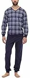 Timone Herren Schlafanzug Lang mit Bündchen aus Baumwolle Nightwear Set TI30-107 (Kariert7 Marine, L)