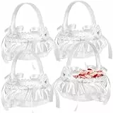 4Stücke Kleiner Korb mit Henkel, Streukorb Rattankorb, Streukorb Hochzeitskorb, Geflochtener Blumenkorb, Hochzeit Streukörbchen Für Party Festival Hochzeit Fotografie Requisiten