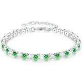 Fußkettchen für Damen, Tennis Fusskette Silber 925, Armband 8.5in+2in, 4MM CZ, Grün
