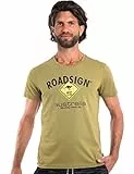 ROADSIGN australia Herren T-Shirt mit Logo-Aufdruck und Rundhalsausschnitt, 100% Baumwolle Oliv, 2XL