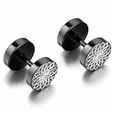 Flongo Damen Ohrringe 8mm Edelstahl Herren Ohrstecker Gestüt Stecker Ohrringe Blütenblätter Blumen Fake Plugs Tunnel Männer Ohrstecker Ohrstecker Piercing Schraubverschluss schwarz silber