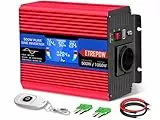 ETREPOW 500w Wechselrichter 12v auf 230v Reiner Sinus Spannungswandler mit 2 USB,Drahtlose Fernsteuerung,LCD Bildschirm -Spitzenleistung 1000w Kfz Inverter