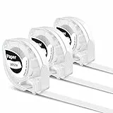 3x Phomemo P12 Etikettenband Original 12mm x 4m Schwarz auf Weiß Q5-TA231 Selbstklebendes Wirtschaftsetikettenpapier für Phomemo P12/P12 Pro/LT12 Etikettendrucker & als Ersatz für Dymo LetraTag