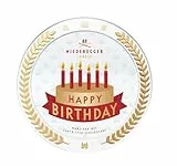 Niederegger | Geschenkdose 'Happy Birthday' | 1x 185 g | Marzipan Torte, umhüllt von Zartbitter-Schokolade | Geburtstagsgeschenk