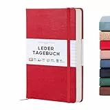 Beechmore Books Notizbuch liniert - A5, Rot I Premium Hardcover Journal Buch aus veganem Leder, 120gsm creme Papier, inkl Geschenkbox, für Schriftsteller, Journalisten, Meetings & Studenten