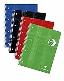 Clairefontaine 8253C - Packung mit 5 Collegeblöcken DIN A4+ mit Ringbuchlochung, 4-fach gelocht, 80 Blatt Dot/punktkariert, 90g, farbig sortiert, 1 Pack
