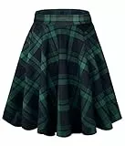 Damen Elegante Elastische Taille Ausgestellte A-Linie Midi Rock Basic Uniform Plissee Skater Röcke(M, 13)