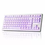 ZORNHER ZH870 Gaming Tastatur Kabellos, Mechanische Tastatur 80% Wireless Keyboard Weiß mit White Contour IMD PC Keycaps, Creamy Linear Switches, Hot Swap, RGB Beleuchtung