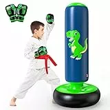 QPAU Boxsack Kind, Aufblasbarer Standboxsack für 3-6 Jahre, Geschenke Für Jungen Und Mädchen, Boxsack Stehend Kinder Set für Praxis Karate, Taekwondo, MMA