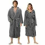 HOMELEVEL Flanell Übergrößen Bademantel Unisex für Damen und Herren Morgenmantel Saunamantel Reisebademantel Kuschelig weich Sauna Morgenrock