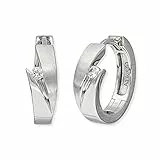 Engelsrufer Damen Creole Jana aus Sterling Silber - besetzt mit 2 Zirkonia Steinen - Clipverschluss - nickelfrei - 16mm