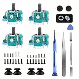 Joysticks Ersatz für PS5 Controller, AOLION 3D Joystick Modulteile kompatibel mit Playstation 5 DualSense Controller, 4 Daumenstick, 10 Schutzringen und mehr