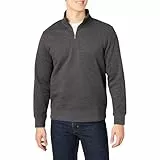 Amazon Essentials Herren-Fleece-Sweatshirt, langärmelig, Viertelreißverschluss, Charcoal Heather, Größe L