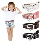 patinadrift 4 Stück Kindergürtel Mädchen, PU Leder Gürtel Kinder Verstellbare Herz Schnalle Taillengürtel Stretchgürtel für Kleider Jeans Hosen Jacken