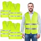 AYBUY Warnwesten Auto, 4 Stück Grün Sicherheitsweste, Reflektierende Warnwesten, für Erwachsene und Kinder 360° Reflektierend mit Reflektorstreifen, für Nacht, Bauarbeiter, Autofahrern Fahrern