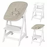 roba Born Up Treppenhochstuhl, Set 2in1, Greyish gesteppt', Hochstuhl mit Liegefunktion, ab Geburt