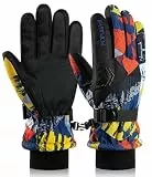 POPUBABI Handschuhe Kinder Wasserdicht Skihandschuhe Winter Fahrradhandschuhe Sport Laufhandschuhe für Klttern Snowboard Skifahren Radfahren Wandern