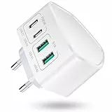 USB C Ladegerät, Acezeek 40W 4 Ports USB Mehrfach Ladegerät, Schnellladegerät PD 3.0 Power Adapter mit USB-C/USB-A Netzteil für iPhone 15/14/13/12,Samsung