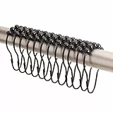 2 Lb. Depot Haken für Duschvorhänge – Schwarzes Finish – Hochwertiger 18/8-Edelstahl – Sicherungsringe mit Easy Glide-Rollen – Fünf Ausführungen erhältlich – 12er-Set