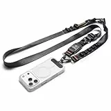 Spigen DA30M Handykette Universal [2-in-1 Magnetisch Abnehmbar] MOLLE Style – Verstellbares Crossbody Band & Handgelenkschlaufe, Robuste Handykette Halterung, Diebstahlschutz – Schwarz