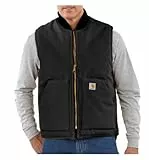 Carhartt, Herren, Lockere, isolierte Weste aus festem Segelleinen mit geripptem Kragen, Schwarz, XL