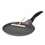 STONELINE Crepe Pfanne Induktion 25 cm, Omelettpfanne beschichtet mit echten Steinpartikeln, Pfannkuchen Pancake Pfanne Antihaft, Fettfrei Braten, Alle Herdarten, Grau