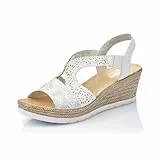 Rieker Damen Pantoletten 61916, Frauen Slipper,Slides,Slip-ons,Backless Slipper,Mules,Gartenschuhe,Sommerschuhe,sommerclogs,Weiss (80),38 EU / 5 UK