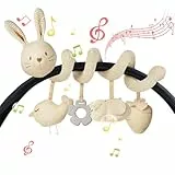 Vicloon Activity-Spirale Spielzeug, Kinderbett Spiralspielzeug, Babyschale Spielzeug Aufhängen an Babyschale, Wiege, Für Babys und Kleinkindern ab 0+ Monaten - Reise Aktivität -Kaninchen