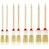 8 Stück Borstenpinsel, Naturborsten Pinsel mit Holzgriff, Schablonierpinsel 20-35 mm Mehrgrößen, Für Acryl- & Ölgemälde, Wand- & Möbelmalerei, Schablonenarbeit, Leicht zu Reinigen