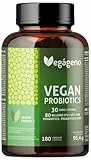 Vegageno Probiotika 180 Kapseln mit 30 Bakterienstämmen & 80 Milliarden KBE pro Tagesdosis – Mit Präbiotika – Komplex aus Milchsäurebakterien – Vegan & ohne Zusatzstoffe
