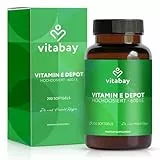Vitabay Vitamin E 600 IE Depot – 200 Vegane Kapseln Hochdosiert mit Tocopherol & Tocotrienol – Trägt zum Schutz der Zellen vor oxidativem Stress bei – Laborgeprüft in Deutschland
