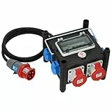 Brennenstuhl Kompakter Gummi-Stromverteiler mit zertifiziertem Sicherungsautomaten (2m Kabel, 2X CEE 400V/16A, 5X 230V/16A, ständiger Einsatz im Freien, mit FI-Schalter, Made in Germany)