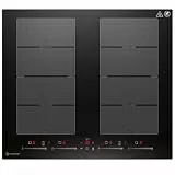 AMZCHEF Induktionskochfeld 60cm mit 2 Flexzonen, 4 Zonen Induktionskochplatte mit leisem Betrieb, 9 Leistungsstufen und Booster - BBQ Funktion, Pausenfunktion und Warmhalten, 7400W