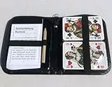 Generisch Romme Karten Gold Edition 2 x 55 Karten Format 59 x 91 mm + Bleistift + Block + Regelheft, im Edlen schwarzem Kunstleder Etui ebenso für Canasta und Bridge + Poker + Skat ab 10 Jahren