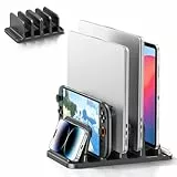 KDD Vertikaler Laptop Ständer mit 4 Steckplätzen und Schwerkraftschloss, 6 in 1 Platzsparende MacBook Ständer & Laptop Halterung Schreibtisch für MacBook/Surface/Samsung/HP/Dell/Tablet/Switch/Telefon