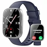 Puqo Smartwatch Herren Damen, 1,95' HD Fitnessuhr Damen mit Telefonfunktion, Smart Watch 112+ Sportmodi Fitnessuhr mit Herzfrequenz schrittzähler, Blau