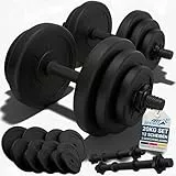 ArtSport® 2er Hantelset 20kg - Kurzhantel Set mit 2 Kurzhanteln, 12 Gewichte/Hantelscheiben und Sternverschlüsse - Krafttraining Kurzhantelset Hantel